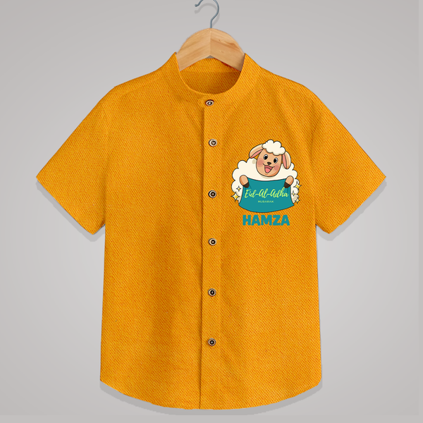 Eid Al Adha Cute Sheep Personalized Baby Shirt - CHROME YELLOW - 0 - 6 Months Old (Chest 23")