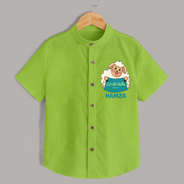 Eid Al Adha Cute Sheep Personalized Baby Shirt - LIME GREEN - 0 - 6 Months Old (Chest 23")