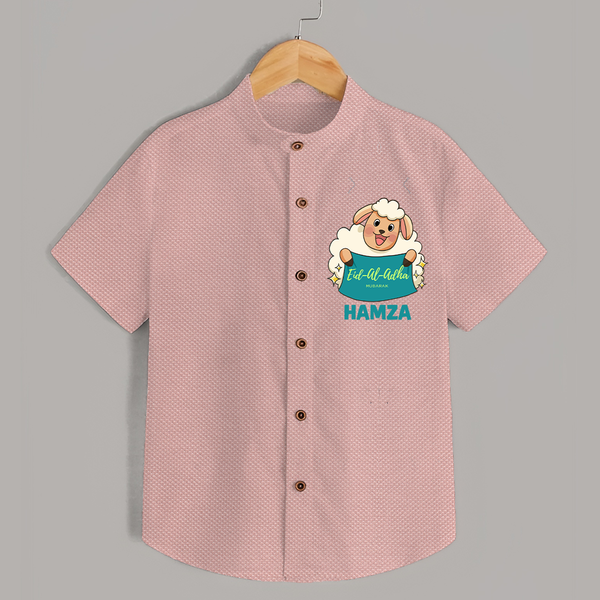 Eid Al Adha Cute Sheep Personalized Baby Shirt - PEACH - 0 - 6 Months Old (Chest 23")