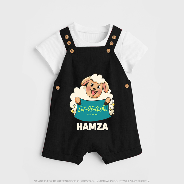 Eid Al Adha Cute Sheep Personalized Baby dungaree - BLACK - 0 - 5 Months Old (Chest 18")