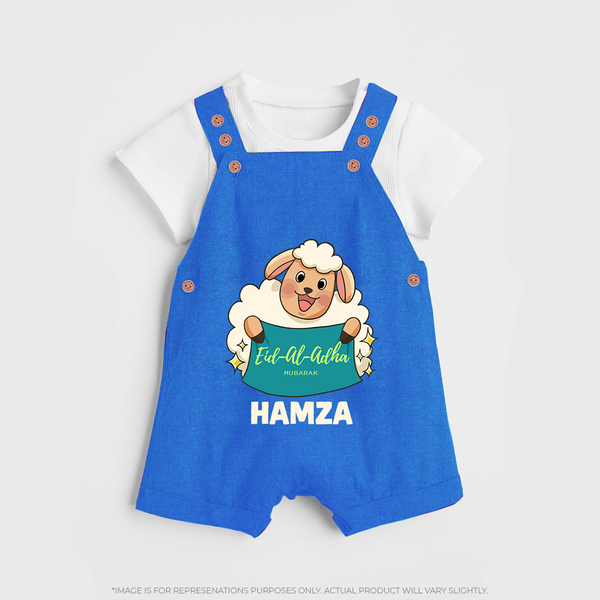 Eid Al Adha Cute Sheep Personalized Baby dungaree - COBALT BLUE - 0 - 5 Months Old (Chest 18")