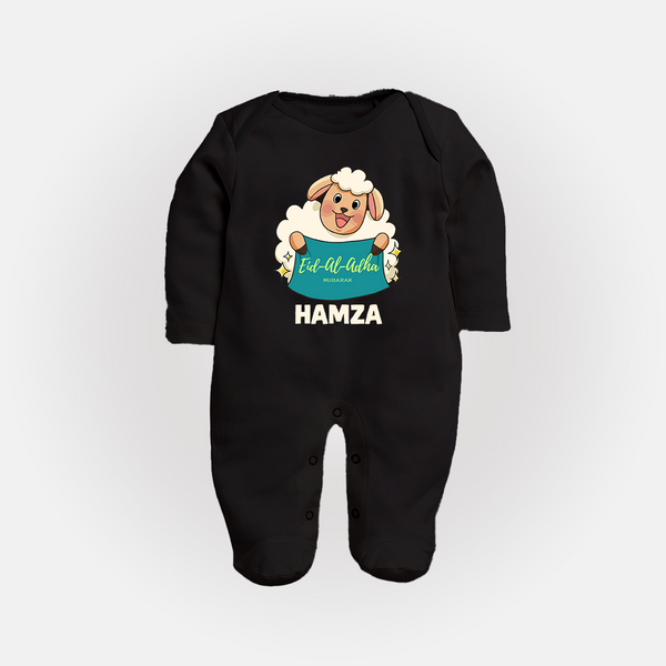 Eid Al Adha Cute Sheep Personalized Baby Full Body Suit - BLACK - New Born (Chest 7.5")