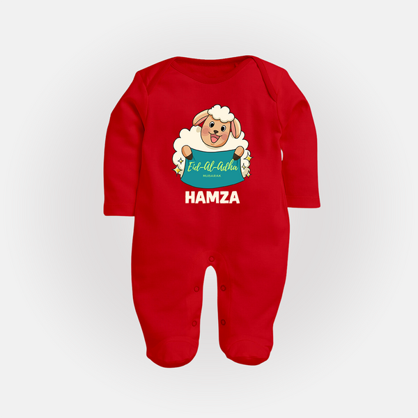 Eid Al Adha Cute Sheep Personalized Baby Full Body Suit - RED - New Born (Chest 7.5")