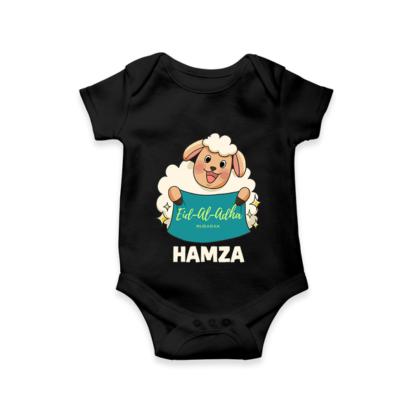 Eid Al Adha Cute Sheep Personalized Baby Romper - BLACK - New Born (Chest 14")