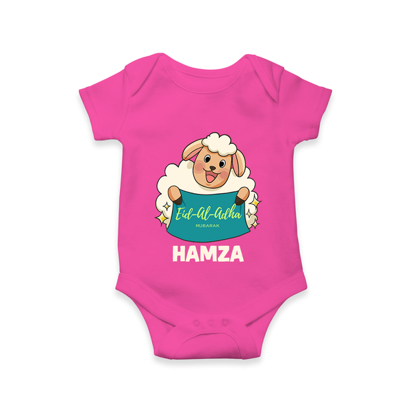 Eid Al Adha Cute Sheep Personalized Baby Romper - HOT PINK - New Born (Chest 14")