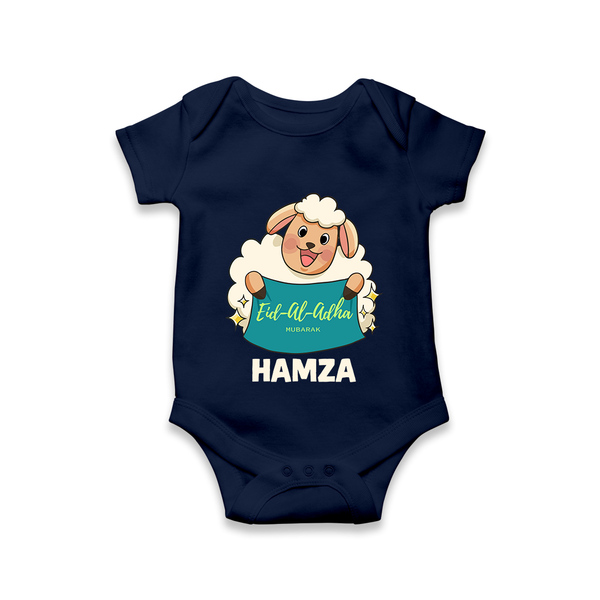Eid Al Adha Cute Sheep Personalized Baby Romper - NAVY BLUE - New Born (Chest 14")