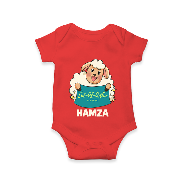 Eid Al Adha Cute Sheep Personalized Baby Romper - RED - New Born (Chest 14")