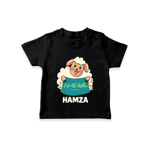 Eid Al Adha Cute Sheep Personalized Baby Tshirt - BLACK - 0-5 Months Old (Chest 17")