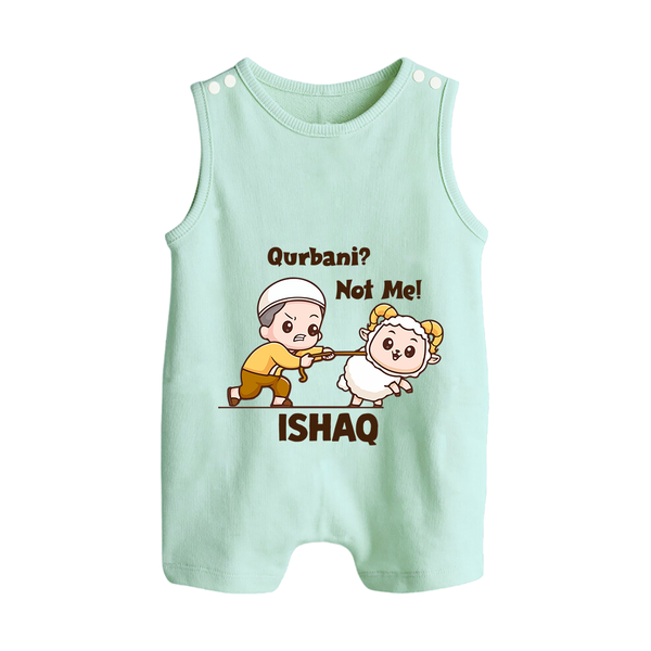 Qurbani Not Me Funny Eid Baby Button Romper (Personalized) - MINT GREEN - New Born (Chest 18")