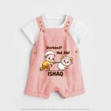 Qurbani Not Me Funny Eid Baby dungaree (Personalized) - PEACH - 0 - 5 Months Old (Chest 18")