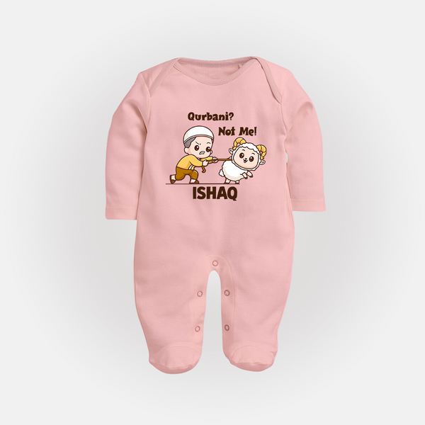 Qurbani Not Me Funny Eid Baby Full Body Suit (Personalized) - BABY PINK - New Born (Chest 7.5")