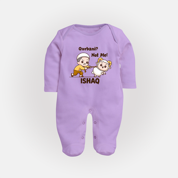 Qurbani Not Me Funny Eid Baby Full Body Suit (Personalized) - LILAC - New Born (Chest 7.5")