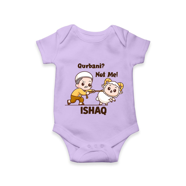 Qurbani Not Me Funny Eid Baby Romper (Personalized) - LILAC - New Born (Chest 14")