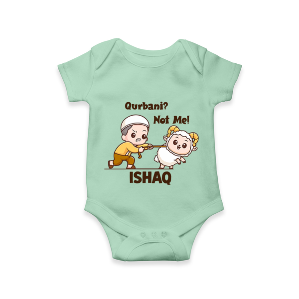Qurbani Not Me Funny Eid Baby Romper (Personalized) - MINT GREEN - New Born (Chest 14")