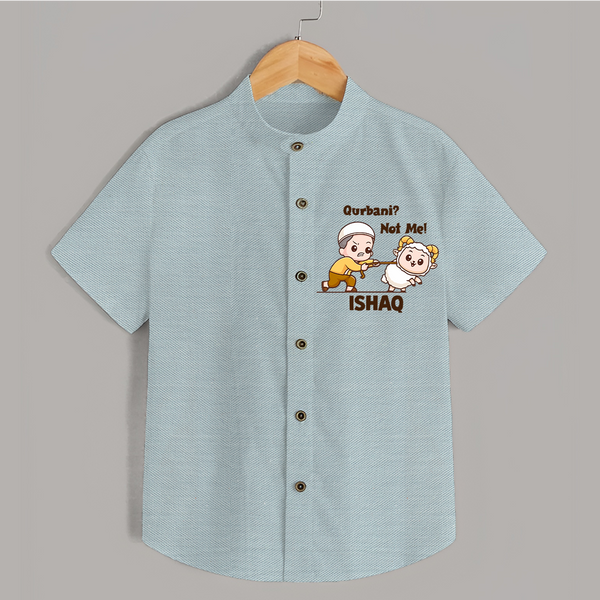 Qurbani Not Me Funny Eid Baby Shirt (Personalized) - ARCTIC BLUE - 0 - 6 Months Old (Chest 23")