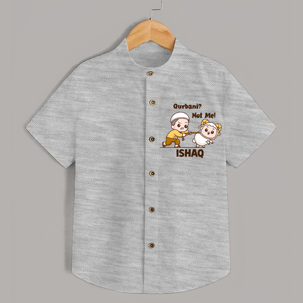 Qurbani Not Me Funny Eid Baby Shirt (Personalized) - GREY - 0 - 6 Months Old (Chest 23")