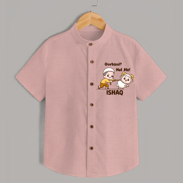 Qurbani Not Me Funny Eid Baby Shirt (Personalized) - PEACH - 0 - 6 Months Old (Chest 23")
