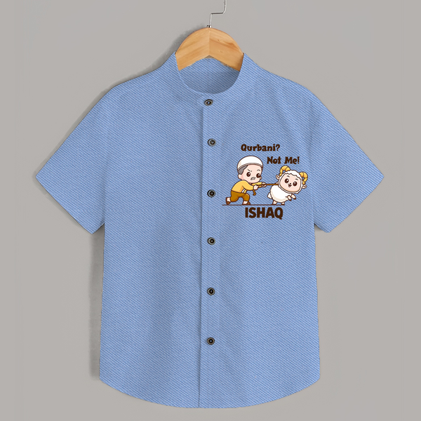 Qurbani Not Me Funny Eid Baby Shirt (Personalized) - SKY BLUE - 0 - 6 Months Old (Chest 23")