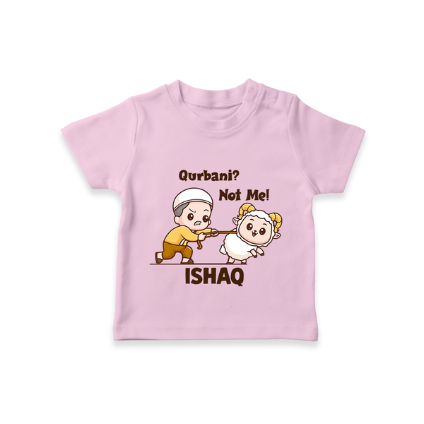 Qurbani Not Me Funny Eid Baby Tshirt (Personalized) - BABY PINK - 0-5 Months Old (Chest 17")