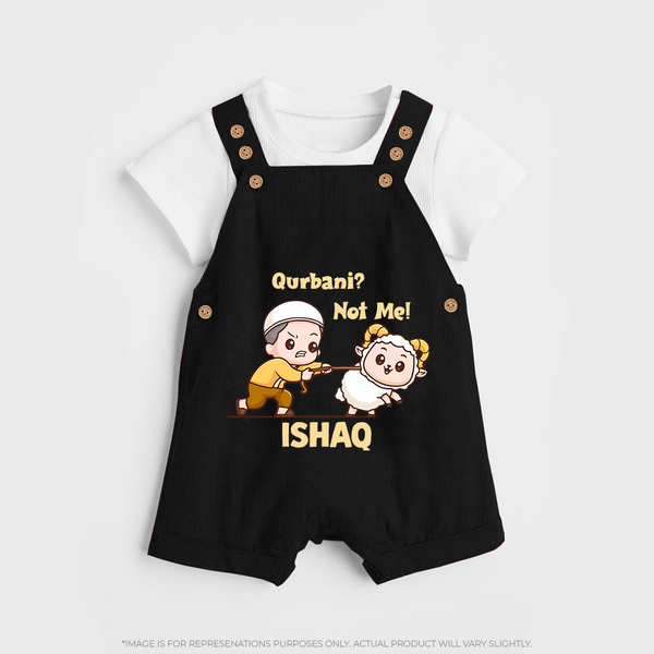 Qurbani Not Me Funny Eid Baby dungaree (Personalized) - BLACK - 0 - 5 Months Old (Chest 18")