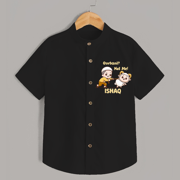 Qurbani Not Me Funny Eid Baby Shirt (Personalized) - BLACK - 0 - 6 Months Old (Chest 23")