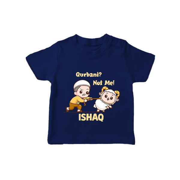 Qurbani Not Me Funny Eid Baby Tshirt (Personalized) - NAVY BLUE - 0-5 Months Old (Chest 17")
