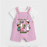 I’m Here for Eidi Cute Kids Eid Personalized dungaree - BABY PINK - 0 - 5 Months Old (Chest 18")