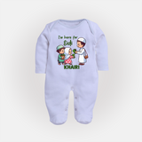 I’m Here for Eidi Cute Kids Eid Personalized Full Body Suit - BABY BLUE - New Born (Chest 7.5")