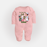 I’m Here for Eidi Cute Kids Eid Personalized Full Body Suit - BABY PINK - New Born (Chest 7.5")
