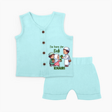 I’m Here for Eidi Cute Kids Eid Personalized jabla - BABY BLUE - 0 - 3 Months Old (Chest 9.8")
