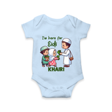 I’m Here for Eidi Cute Kids Eid Personalized Romper - BABY BLUE - New Born (Chest 14")