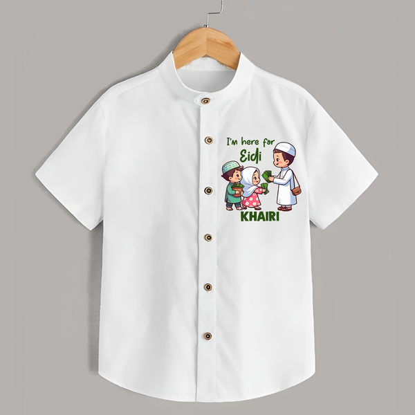 I’m Here for Eidi Cute Kids Eid Personalized Shirt - WHITE - 0 - 6 Months Old (Chest 23")