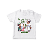I’m Here for Eidi Cute Kids Eid Personalized Tshirt - WHITE - 0-5 Months Old (Chest 17")