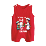 I’m Here for Eidi Cute Kids Eid Personalized Button Romper - RED - New Born (Chest 18")