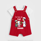 I’m Here for Eidi Cute Kids Eid Personalized dungaree - RED - 0 - 5 Months Old (Chest 18")