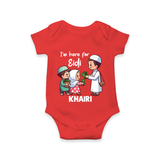 I’m Here for Eidi Cute Kids Eid Personalized Romper - RED - New Born (Chest 14")