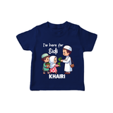 I’m Here for Eidi Cute Kids Eid Personalized Tshirt - NAVY BLUE - 0-5 Months Old (Chest 17")