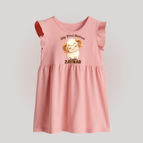 My First Bakrid Cute Lamb Personalized Baby Baby Frock - BABY PINK - 0 - 3 Months Old (Chest 17")