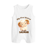 My First Bakrid Cute Lamb Personalized Baby Button Romper - WHITE - New Born (Chest 18")