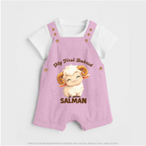 My First Bakrid Cute Lamb Personalized Baby dungaree - BABY PINK - 0 - 5 Months Old (Chest 18")