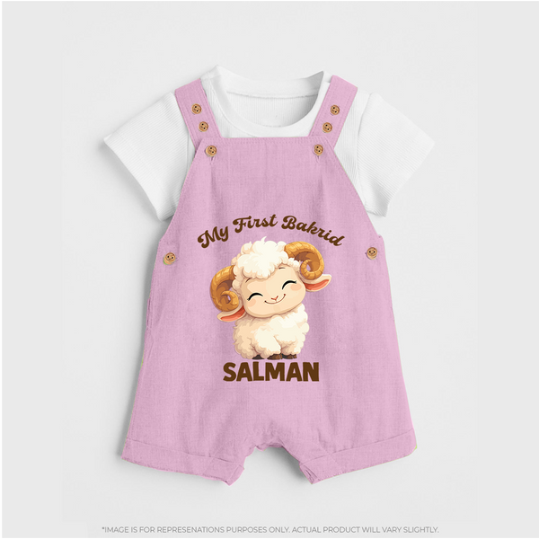 My First Bakrid Cute Lamb Personalized Baby dungaree - BABY PINK - 0 - 5 Months Old (Chest 18")