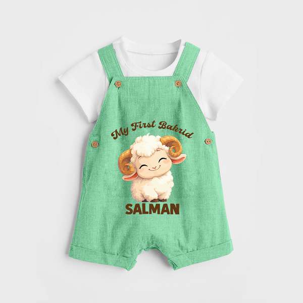 My First Bakrid Cute Lamb Personalized Baby dungaree - GREEN - 0 - 5 Months Old (Chest 18")