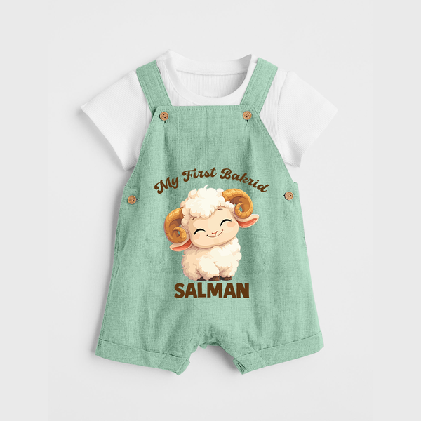 My First Bakrid Cute Lamb Personalized Baby dungaree - MINT GREEN - 0 - 5 Months Old (Chest 18")