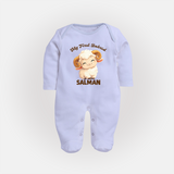 My First Bakrid Cute Lamb Personalized Baby Full Body Suit - BABY BLUE - New Born (Chest 7.5")