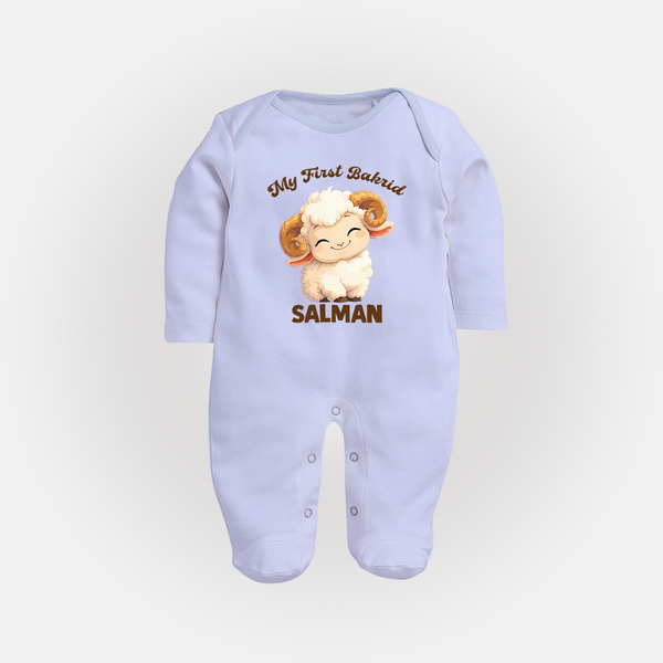My First Bakrid Cute Lamb Personalized Baby Full Body Suit - BABY BLUE - New Born (Chest 7.5")