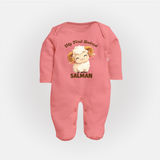 My First Bakrid Cute Lamb Personalized Baby Full Body Suit - PEACH - New Born (Chest 7.5")