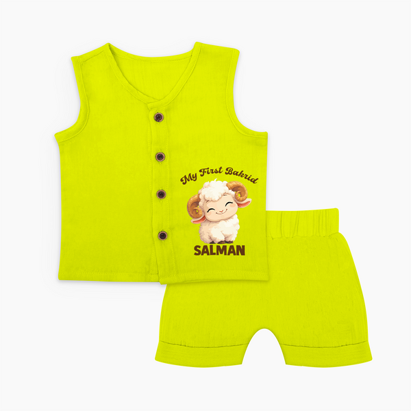 My First Bakrid Cute Lamb Personalized Baby jabla - LIME GREEN - 0 - 3 Months Old (Chest 9.8")
