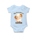 My First Bakrid Cute Lamb Personalized Baby Romper - BABY BLUE - New Born (Chest 14")
