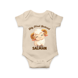 My First Bakrid Cute Lamb Personalized Baby Romper - IVORY - New Born (Chest 14")