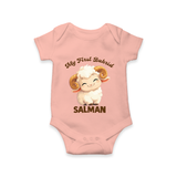 My First Bakrid Cute Lamb Personalized Baby Romper - PEACH - New Born (Chest 14")